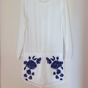 White Embroidered Romper